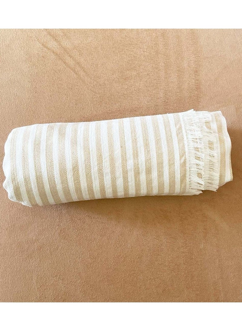 إنشز هوم غطاء كنبة بيج بخطوط ناعمة – قطن ١٠٠٪ 220*90 سم - Image 2